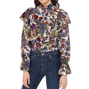 TOPSHOP Floral Ruffle Top